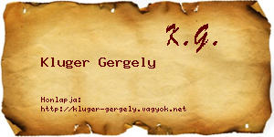 Kluger Gergely névjegykártya